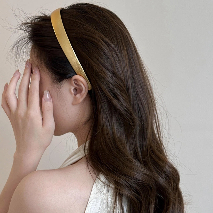 Women's Simple Style Classic Style Solid Color Pu Leather Hair Band