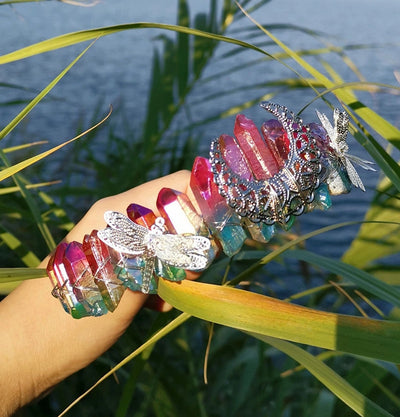 Women's Simple Style Commute Color Block Alloy Inlay Natural Stone Gem Crystal Crown