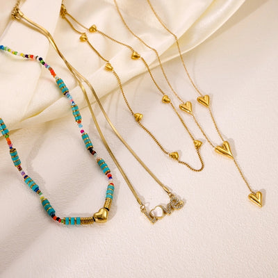 Jewelry Elegant Glam Letter 304 Stainless Steel Zircon 18K Gold Plated Pendant Necklace