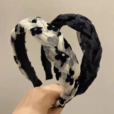 simple style flower bow knot twist cloth hair band
