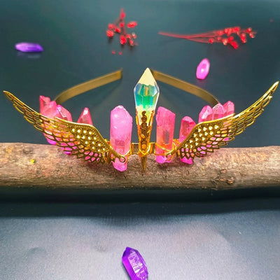 retro crown natural crystal hair band