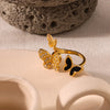 Jewelry IG Style Simple Style Butterfly 304 Stainless Steel Zircon 18K Gold Plated Inlay Open Rings