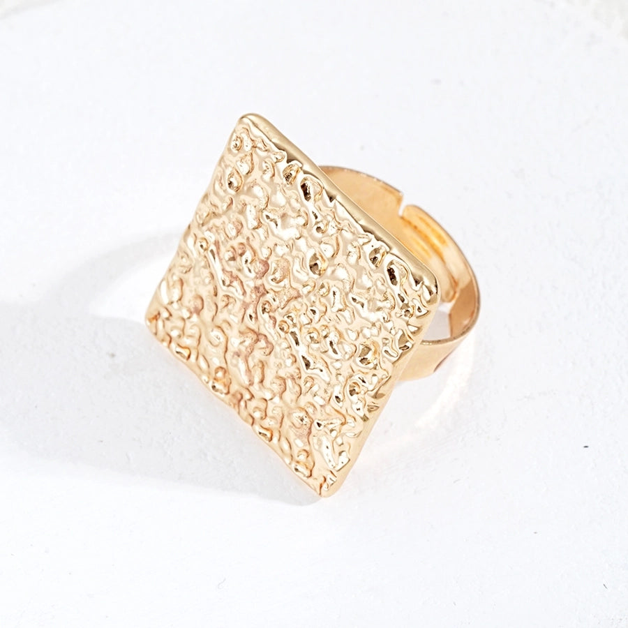 Exaggerated Square Alloy Plating Gold Plated Women's Open Rings