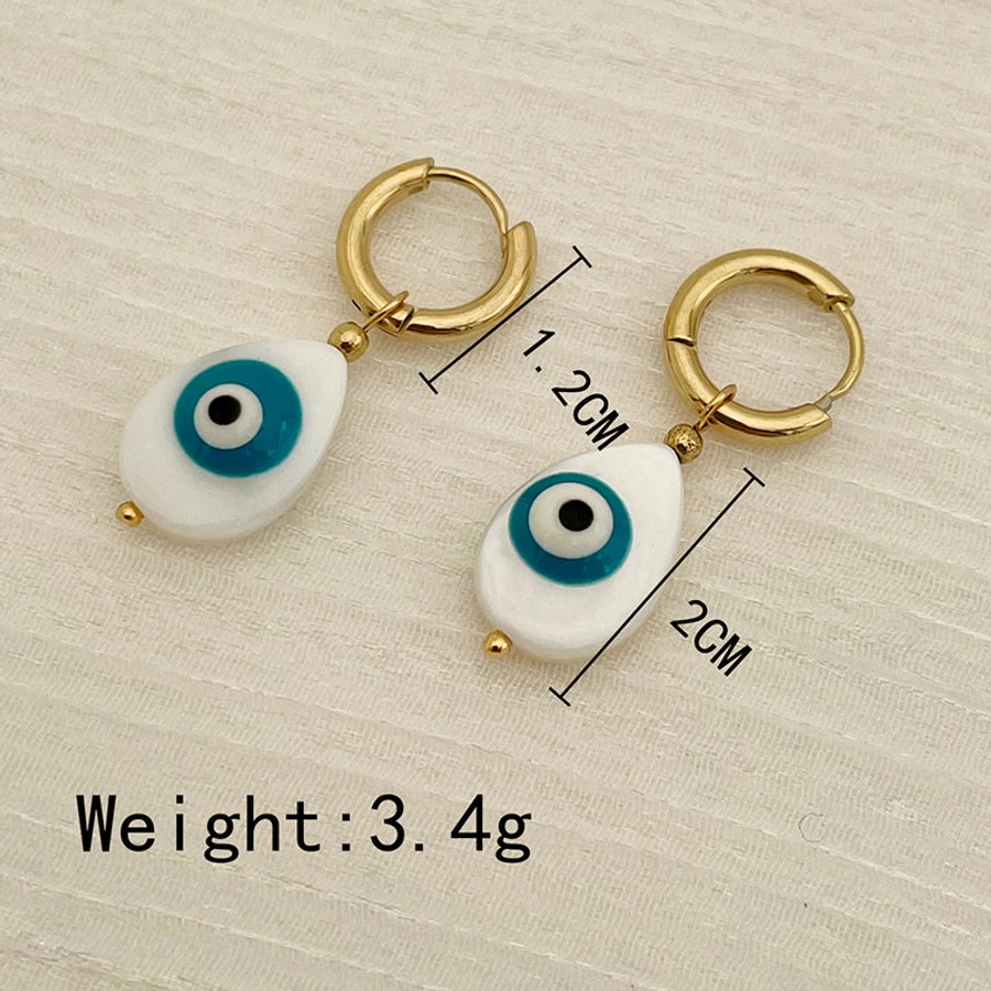 1 Pair Casual Funny Devil's Eye Plating 304 Stainless Steel 14K Gold Plated Drop Earrings