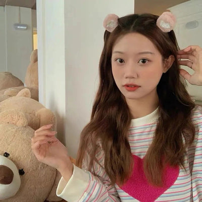Salt Sweet Plush Ear Clip Three-dimensional Cartoon Clip Super Cute Girl's Heart Bangs Clip Pair Clip Japanese and Korean Hair Accessories