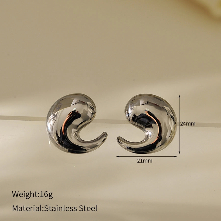 1 Pair IG Style Water Droplets 304 Stainless Steel Ear Studs
