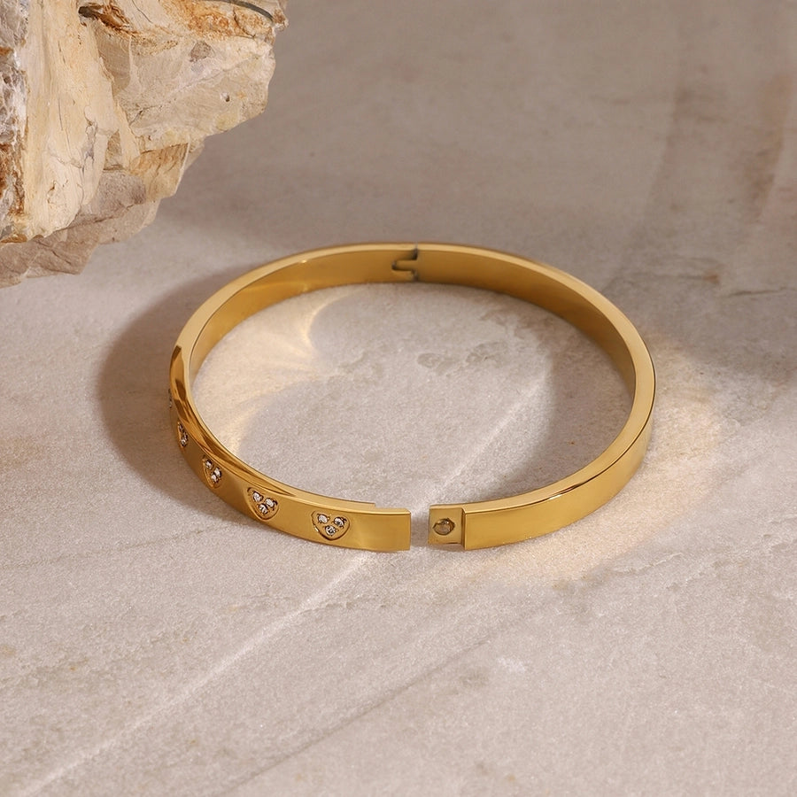 Simple Style Heart Shape 304 Stainless Steel Bangle In Bulk