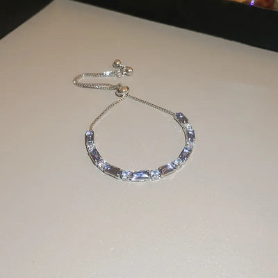 sweet colorful rectangle copper inlay zircon bracelets