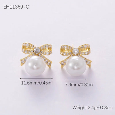 1 Pair Elegant Streetwear Bow Knot Plating Copper Zircon Drop Earrings Ear Studs