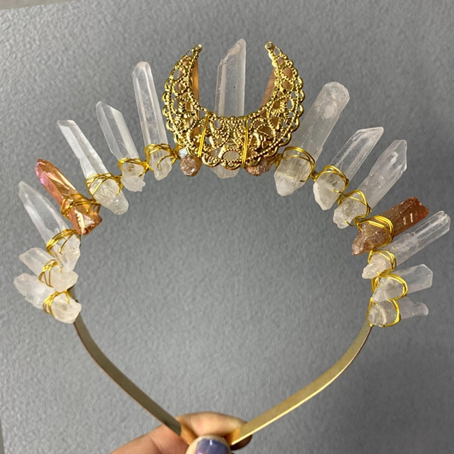 simple style moon solid color crystal handmade hair band