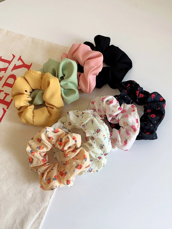 Women's Sweet Simple Style Ditsy Floral Solid Color Cloth Hair Tie