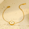 Jewelry Simple Style Flower 304 Stainless Steel Shell Zircon 18K Gold Plated Inlay Bracelets Earrings Necklace