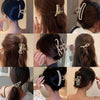 elegant geometric alloy inlay artificial pearls hair claws 1 piece