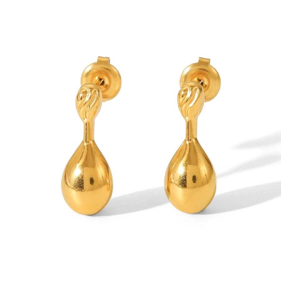 1 Pair IG Style Geometric Water Droplets Solid Color Plating 304 Stainless Steel 18K Gold Plated Drop Earrings