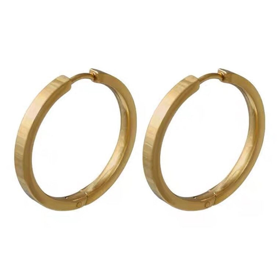 French simple cold style plain ring earrings elegant ring square line ear buckle  New Fashion Net red ear jewelry