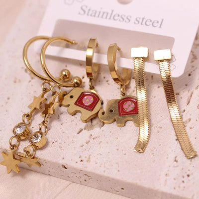 1 Set Vacation Simple Style Leaf Heart Shape Flower Plating Titanium Steel Drop Earrings