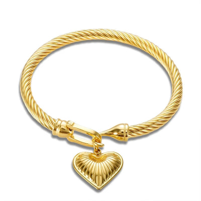 Marine Style Starfish Heart Shape Shell Titanium Steel Bangle In Bulk