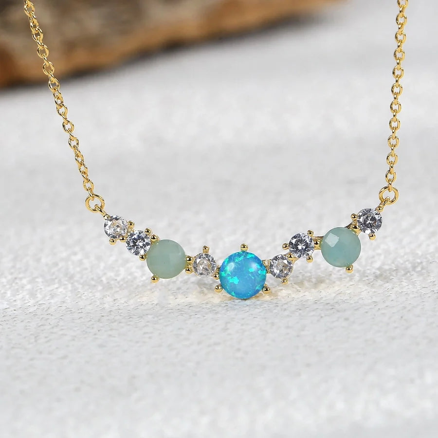 Copper Brass 18K Gold Plated Inlay Tortoise Geometric Animal Artificial Gemstones Zircon Necklace