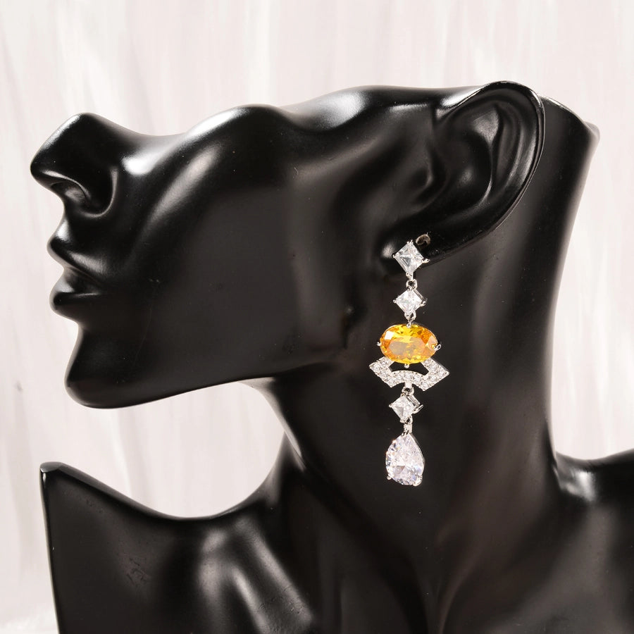 1 Pair Elegant Classic Style Streetwear Water Droplets Copper Zircon Palladium White K Drop Earrings