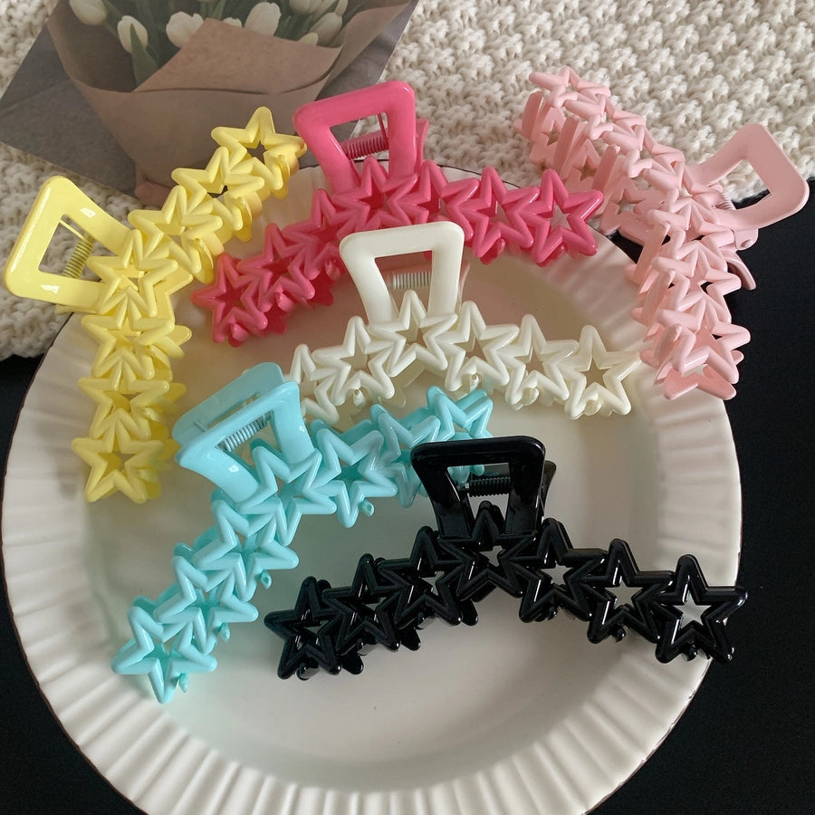 simple style pentagram solid color plastic hair claws