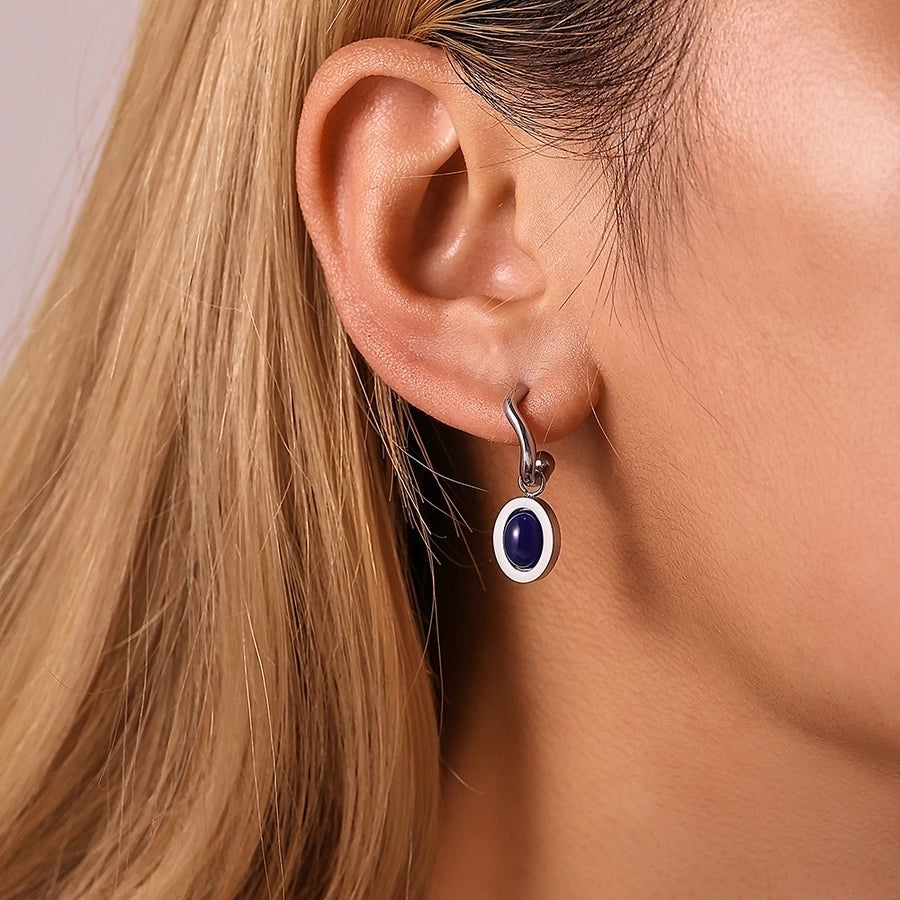 1 Pair Elegant Vacation Geometric Inlay 304 Stainless Steel Agate 18K Gold Plated Drop Earrings