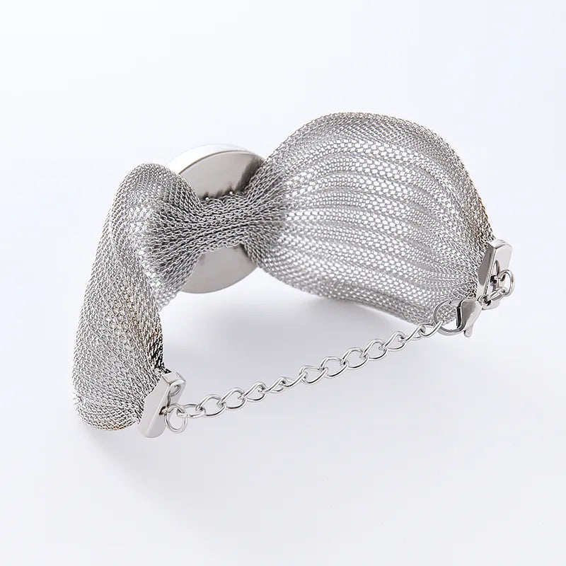 Exaggerated African Style Semicircle 304 Stainless Steel Woven Chain Bracelets In Bulk