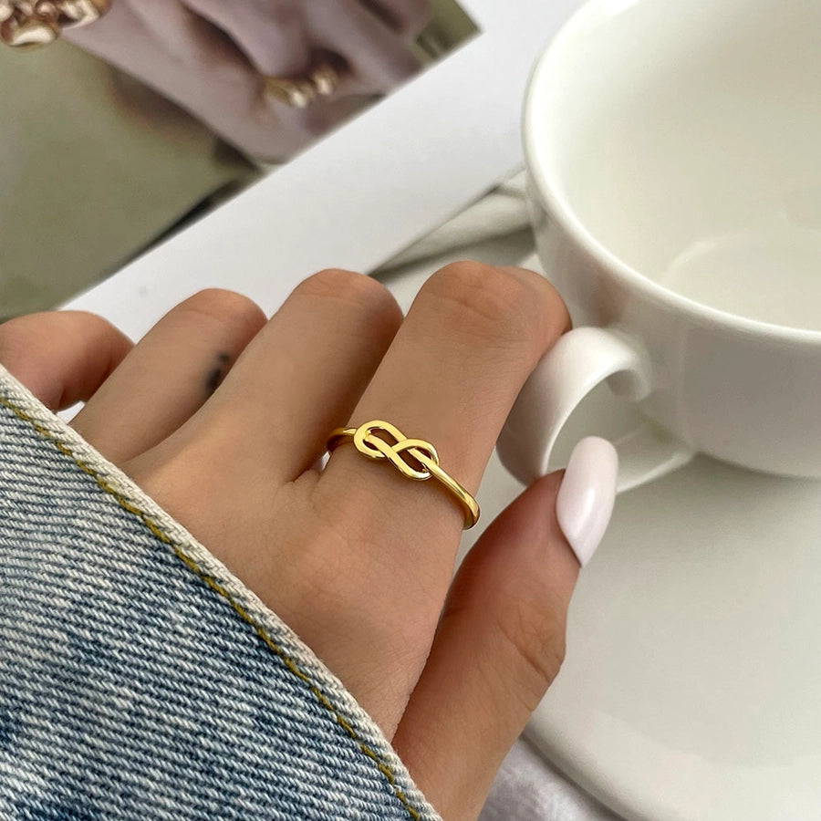 Copper 18K Gold Plated Criss Cross Infinity Open Rings