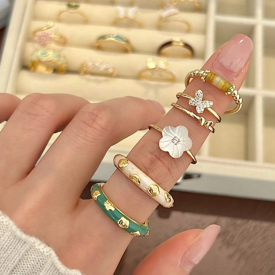 Copper Flower Butterfly Open Rings