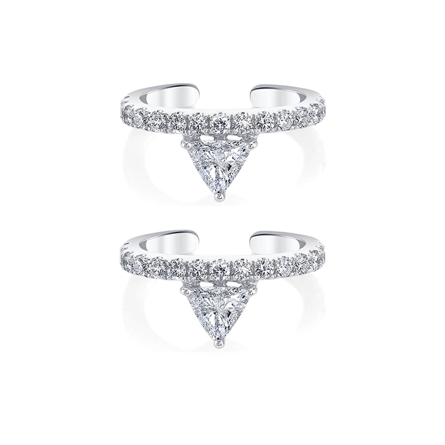 1 Pair Elegant Shiny Geometric Inlay Copper Zircon 24K Gold Plated Ear Cuffs