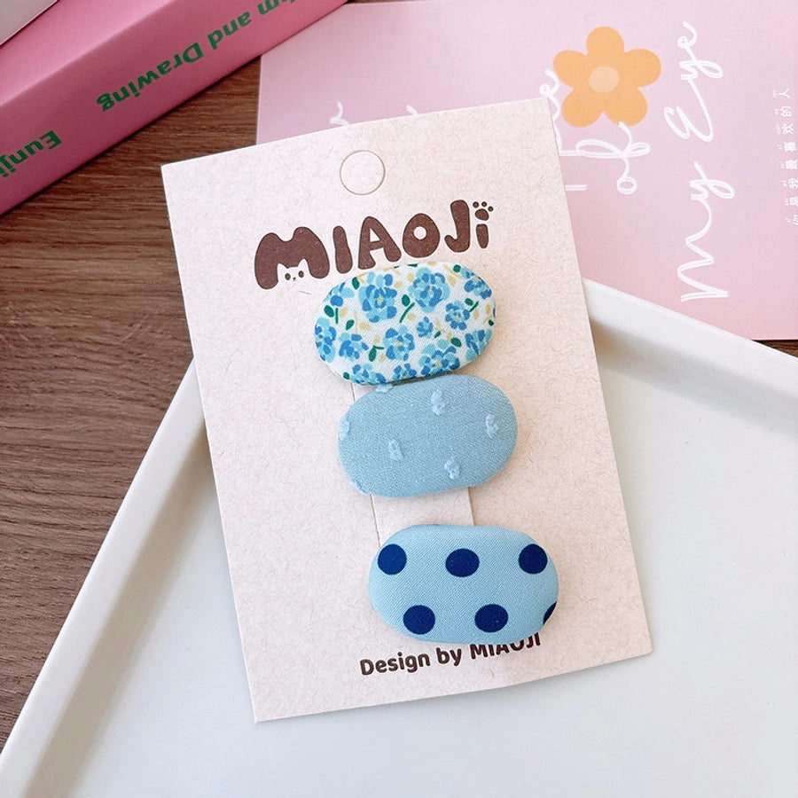 Korean Style Fabric Small Oval Children BB Clip Cute Floral Girls Fringe Hairpin Fresh Baby Hair Accessories Headdress