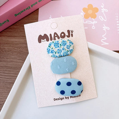 Korean Style Fabric Small Oval Children BB Clip Cute Floral Girls Fringe Hairpin Fresh Baby Hair Accessories Headdress