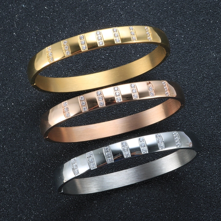 Elegant Solid Color Titanium Steel Bangle In Bulk