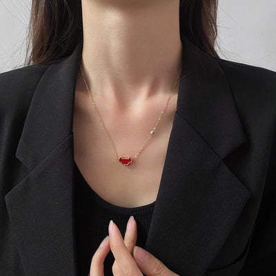 Jewelry Simple Style Lock 304 Stainless Steel Copper Acrylic Moissanite Rose Gold Plated Inlay Necklace