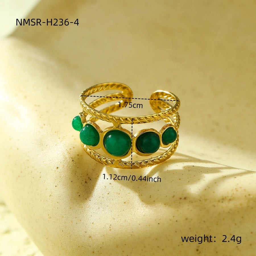 Jewelry Casual Simple Style Geometric 304 Stainless Steel Natural Stone Plating Open Rings