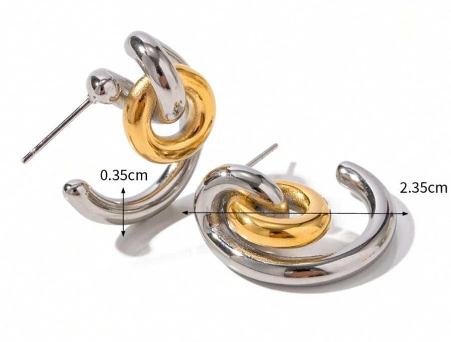1 Pair Elegant C Shape Color Block Titanium Steel Ear Studs