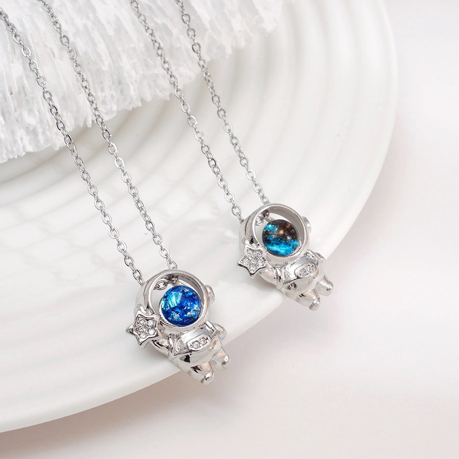 Jewelry Cute IG Style Astronaut Starry Sky 304 Stainless Steel Copper Necklace