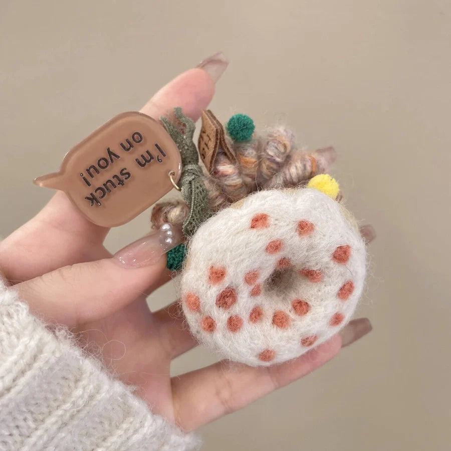 Cute Women's Letter Donuts Felt Hair Tie