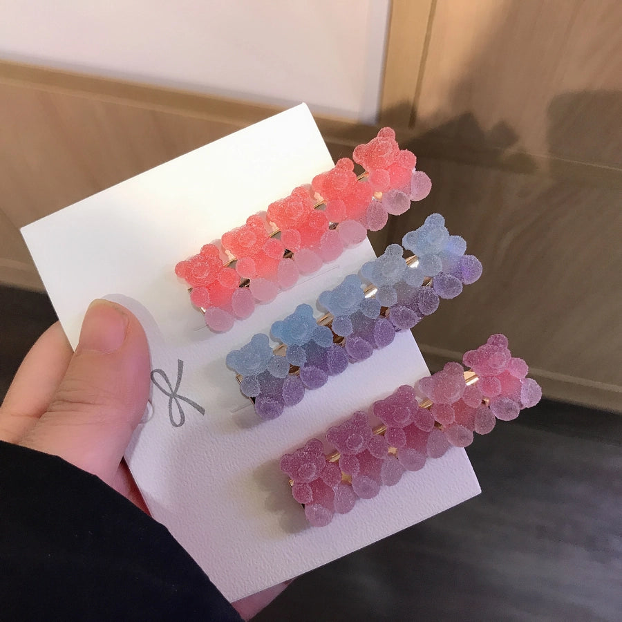 sweet bear alloy soft glue hair clip