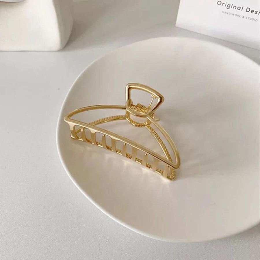 retro solid color alloy plating hair claws 1 piece