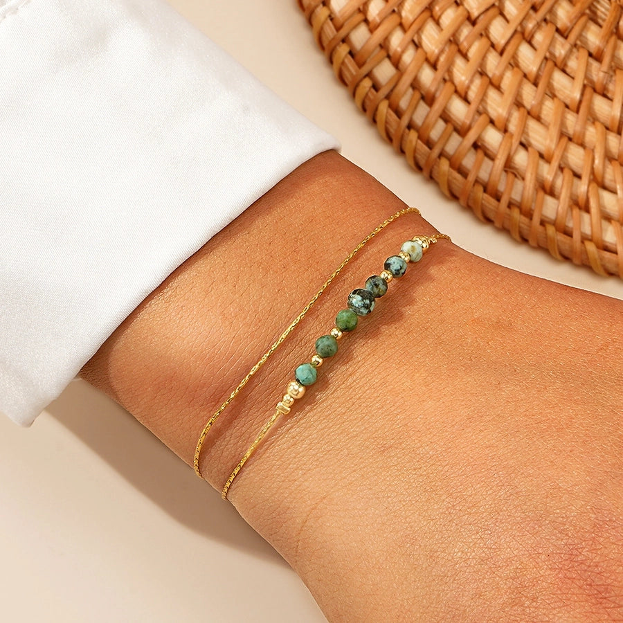 Semi-precious stone Copper Handmade Geometric Bracelets