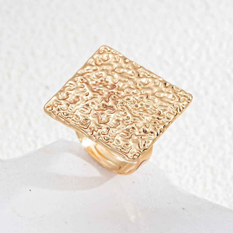 Exaggerated Square Alloy Plating Gold Plated Women's Open Rings