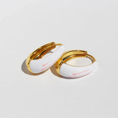 1 Pair Simple Style Circle Enamel Brass 24K Gold Plated Earrings