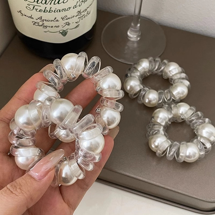 Pearl transparent telephone line hair band women's high-grade hair tie rope does not hurt hair rubber band Simple temperament headdress