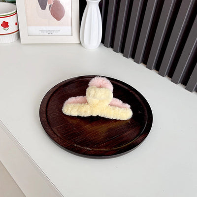 Women's IG Style Color Block Plush Hair Claws
