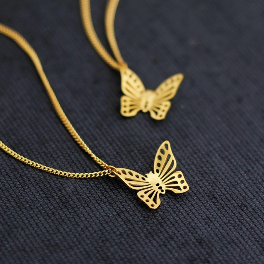 Jewelry Classic Style Commute Butterfly 304 Stainless Steel 18K Gold Plated Hollow Out Jewelry Set