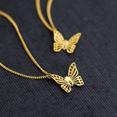 Jewelry Classic Style Commute Butterfly 304 Stainless Steel 18K Gold Plated Hollow Out Jewelry Set