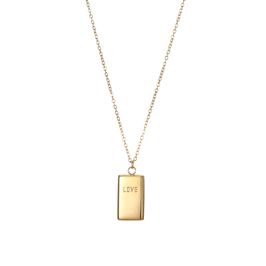 Jewelry Simple Style Letter Rectangle 304 Stainless Steel 14K Gold Plated Pendant Necklace