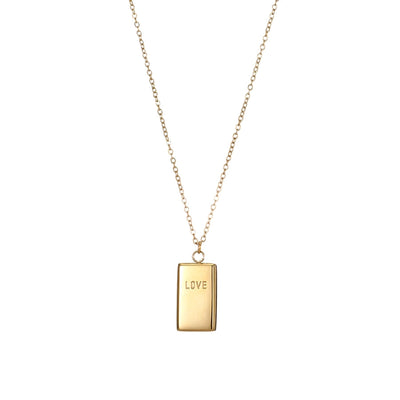 Jewelry Simple Style Letter Rectangle 304 Stainless Steel 14K Gold Plated Pendant Necklace