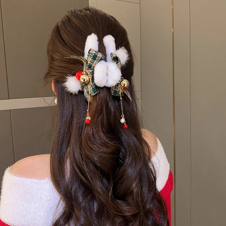 Christmas Casual Simple Style Streetwear Women's Bow Knot Arylic Alloy Hair Claws