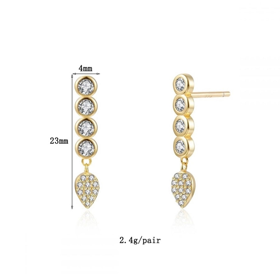 1 Pair IG Style Shiny Geometric Inlay Copper Zircon Gold Plated Earrings